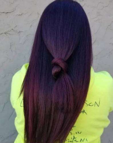 Хотите быть модной - красьте волосы в темно-фиолетовый цвет (15 фото)