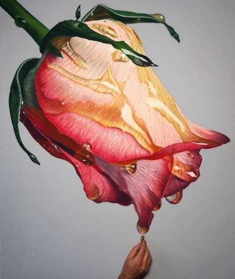 Реалістичні олійні малюнки квітів у меду