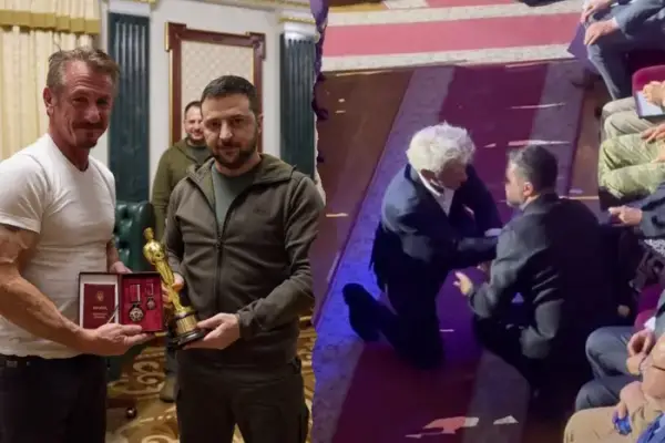 Зеленський зустрівся з Шоном Пенном, не встаючи з підлоги