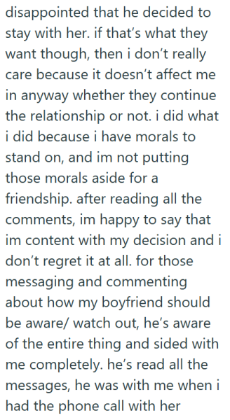 Friend decides to tell best friend’s boyfriend that her 20-year-old girlfriend soft-cheated on him after she didn't tell him herself, now they are back together: 'Her boyfriend said she doesn’t trust me anymore, that’s fine' 57 Friend decides to tell best friend’s boyfriend that her 20-year-old girlfriend soft-cheated on him after she didn't tell him herself, now they are back together: 'Her boyfriend said she doesn’t trust me anymore, that’s fine' 57