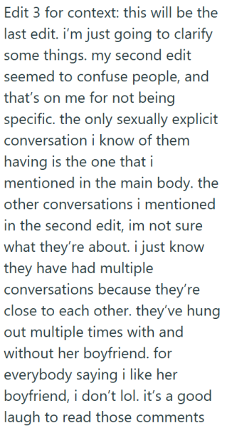 Friend decides to tell best friend’s boyfriend that her 20-year-old girlfriend soft-cheated on him after she didn't tell him herself, now they are back together: 'Her boyfriend said she doesn’t trust me anymore, that’s fine' 53 Friend decides to tell best friend’s boyfriend that her 20-year-old girlfriend soft-cheated on him after she didn't tell him herself, now they are back together: 'Her boyfriend said she doesn’t trust me anymore, that’s fine' 53
