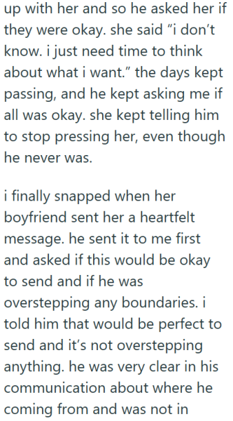 Friend decides to tell best friend’s boyfriend that her 20-year-old girlfriend soft-cheated on him after she didn't tell him herself, now they are back together: 'Her boyfriend said she doesn’t trust me anymore, that’s fine' 43 Friend decides to tell best friend’s boyfriend that her 20-year-old girlfriend soft-cheated on him after she didn't tell him herself, now they are back together: 'Her boyfriend said she doesn’t trust me anymore, that’s fine' 43
